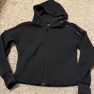 Women’s Adidas black zip jacket hoodie sweatshirt thick nice sz Small